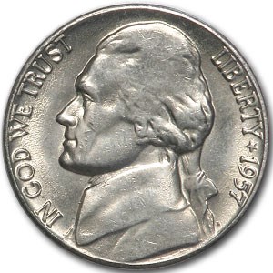 1957 Jefferson Nickel BU 1957 Jefferson Nickel BU